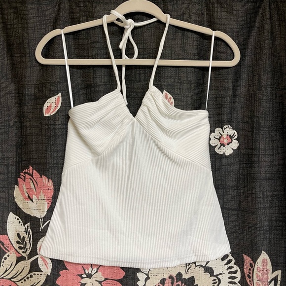 Anthropologie Current Air ribbed white halter top - Picture 3 of 7